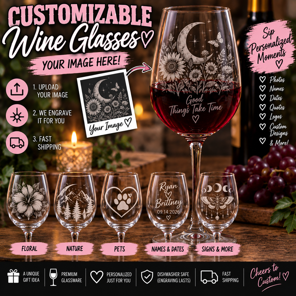 Etched Wine Glass